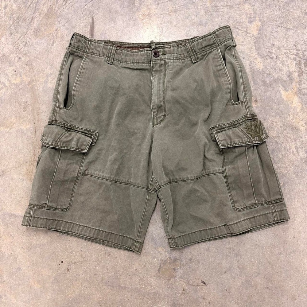 Timberland Mens Olive Green Cargo Shorts Size 34 Utility Streetwear Cotton